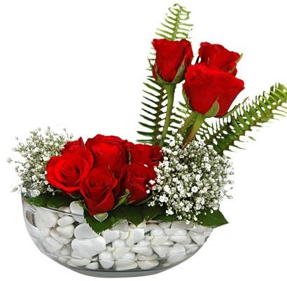 cam içerisinde 9 adet kirmizi gül  Mardin çiçek siparişi vermek 