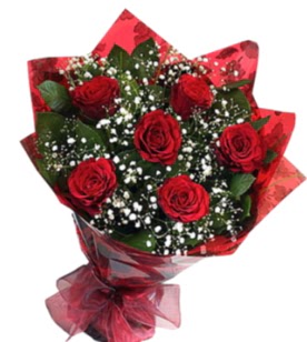 6 adet kırmızı gülden buket  Mardin yurtiçi ve yurtdışı çiçek siparişi 