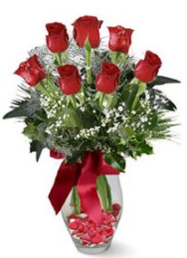  Mardin internetten çiçek siparişi  7 adet kirmizi gül cam vazo yada mika vazoda