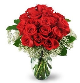 25 adet kırmızı gül cam vazoda  Mardin çiçek , çiçekçi , çiçekçilik 