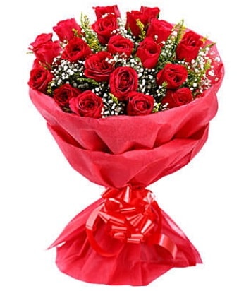 21 adet kırmızı gülden modern buket  Mardin çiçek gönderme 
