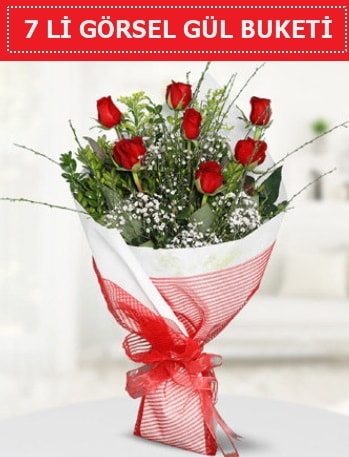 7 adet kırmızı gül buketi Aşk budur  Mardin çiçek satışı 